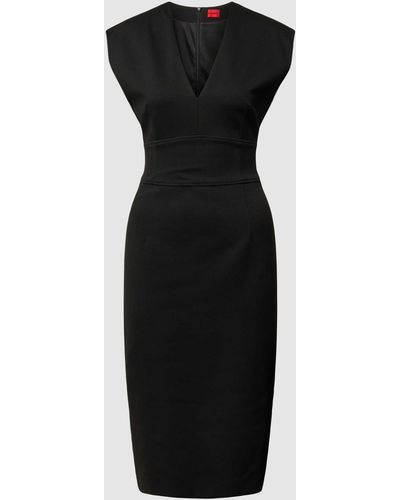 HUGO Midi-jurk Met V-hals - Zwart