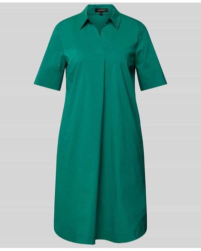 MORE&MORE Knielanges Hemdblusenkleid in unifarbenem Design - Grün