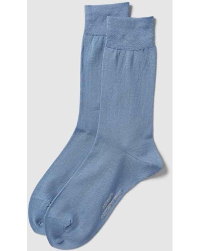 Camano Socken mit Rippenbündchen im 2er-Pack Modell 'MERCERISED' - Blau