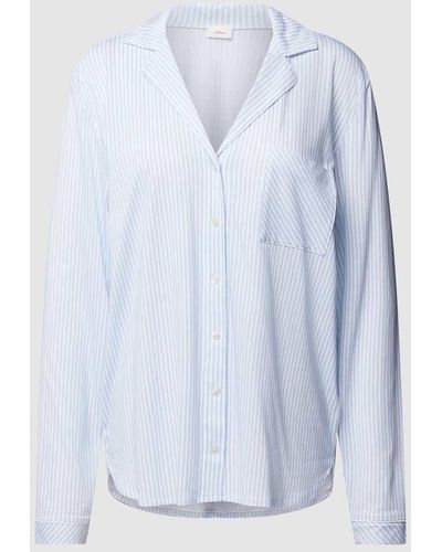 S.oliver Pyjama-Oberteil mit Streifenmuster Modell 'Everyday' - Blau