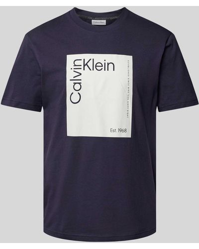 Calvin Klein T-Shirt mit Label-Print - Blau