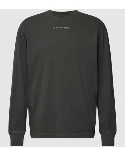G-Star RAW Sweatshirt in unifarbenem Design mit Label-Print - Grau