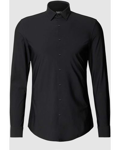 Jake*s Super Slim Fit Zakelijk Overhemd Met Stretchgehalte - Zwart