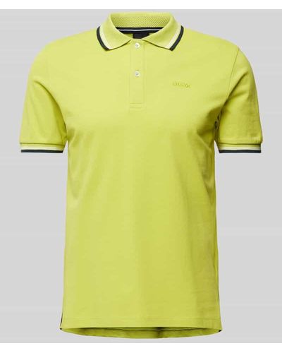 Geox Slim Fit Poloshirt mit Kontraststreifen - Gelb