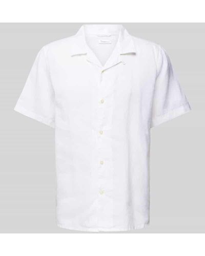 Knowledge Cotton Box Fit Freizeithemd mit Reverskragen - Weiß