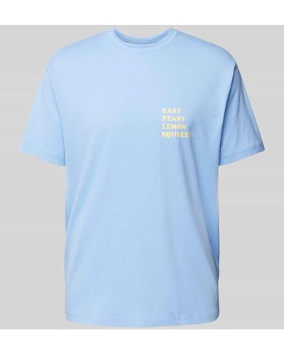 On Vacation T-Shirt mit Rundhalsausschnitt Modell 'Lemon Squeezy' - Blau