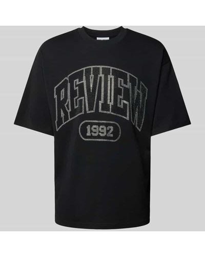 Review Oversized T-Shirt mit Label-Print - Schwarz