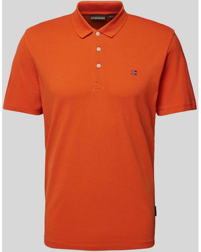 Napapijri Slim Fit Poloshirt Met Logostitching - Oranje