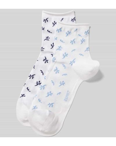 Esprit Socken mit Allover-Muster Modell 'Twing' im 2er-Pack - Weiß