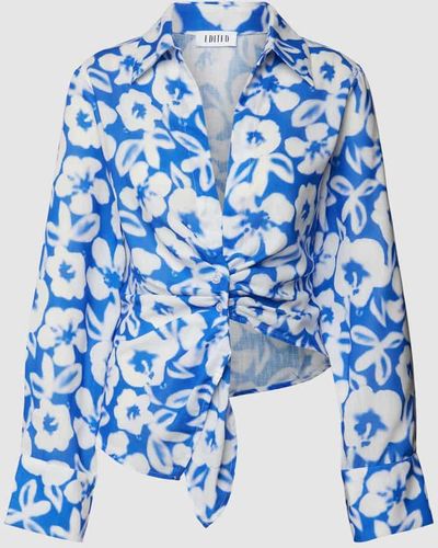 EDITED Bluse mit Allover-Print Modell 'Rosina' - Blau