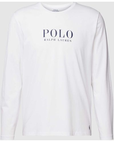 Polo Ralph Lauren Longsleeve mit Label-Print Modell 'LIQUID' - Weiß