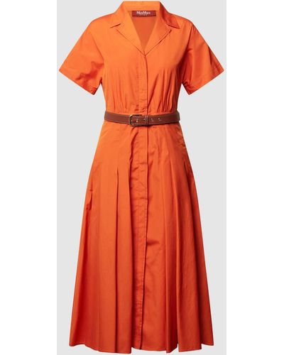Max Mara Studio Midi-jurk Met Tailleriem - Oranje