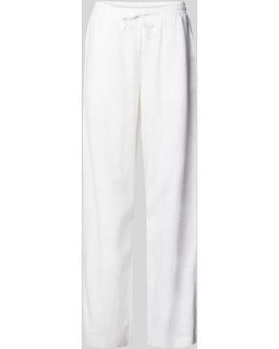 Freequent Hose aus Leinen-Viskose-Mix mit elastischem Bund Modell 'Lava' - Weiß