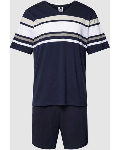S.oliver Pyjama mit Label-Details - Blau