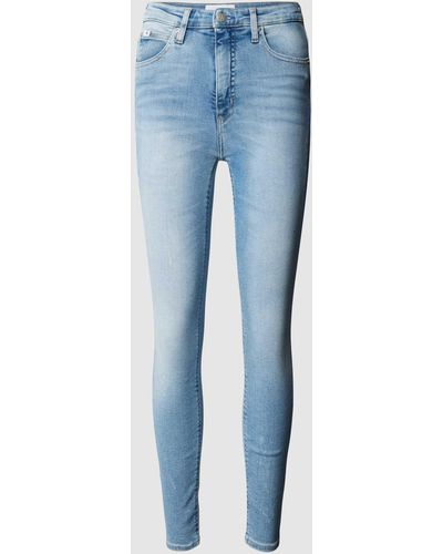 Calvin Klein Super Skinny Fit Jeans mit Label-Patch - Blau