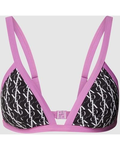 Calvin Klein Bikini-Oberteil mit Allover-Logo - Pink