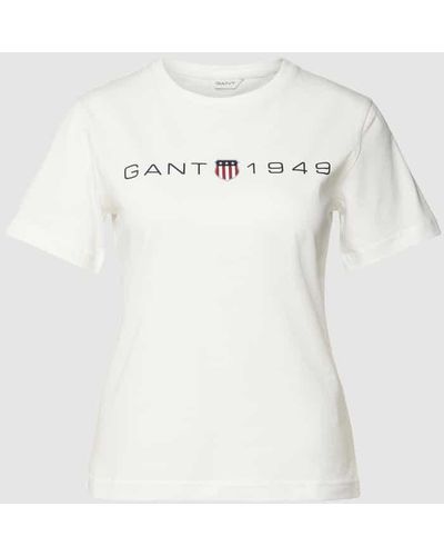 GANT T-Shirt mit Label-Print - Natur