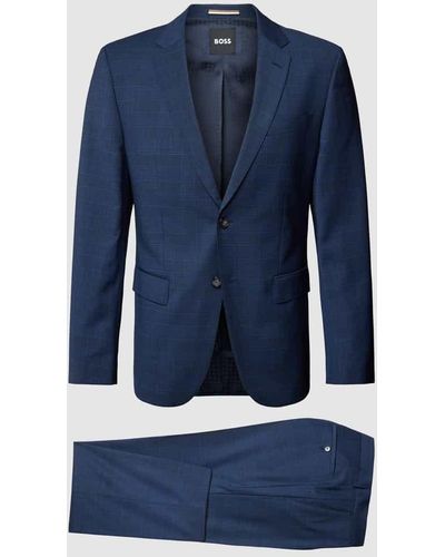 BOSS Anzug mit Gitterkaro Modell 'Huge' - Blau
