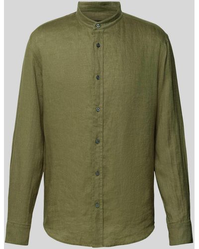 DRYKORN Regular Fit Leinenhemd mit Stehkragen Modell 'TAROK' - Grün