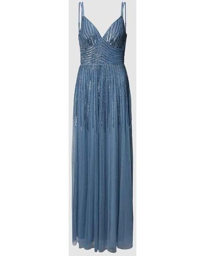 LACE & BEADS Abendkleid mit Paillettenbesatz - Blau