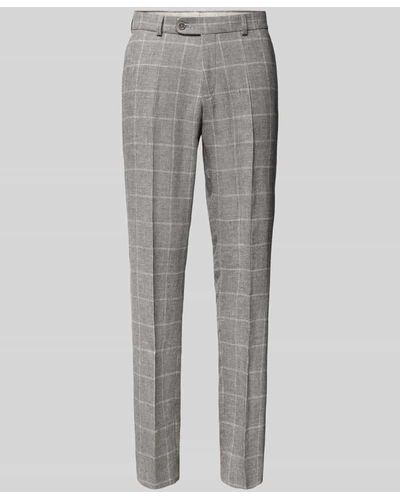 Carl Gross Slim Fit Anzughose mit Gitterkaro Modell 'Shiver-G' - Grau
