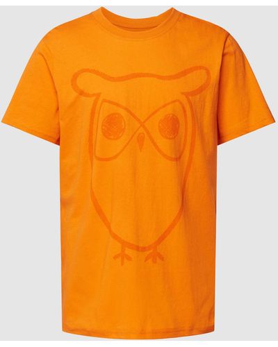 Knowledge Cotton T-Shirt mit Motiv-Print - Orange