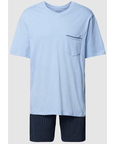 Schiesser Pyjama mit Streifenmuster - Blau