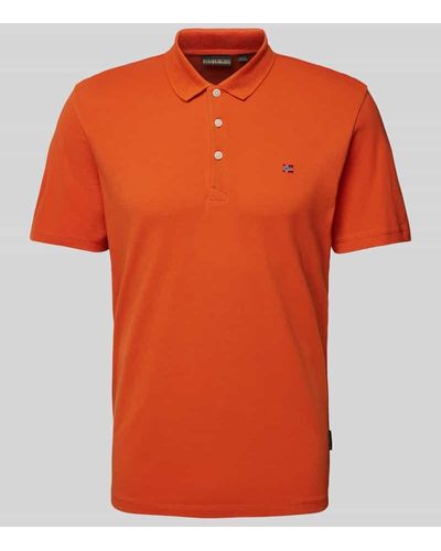Napapijri Slim Fit Poloshirt mit Logo-Stitching Modell 'EALIS' - Orange