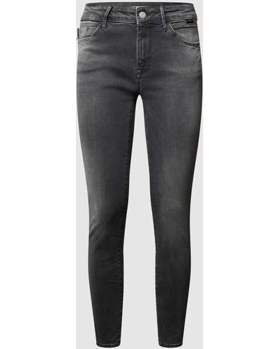 Mavi Cropped Super Skinny Fit Jeans mit Stretch-Anteil Modell 'Adrianna' - Grau