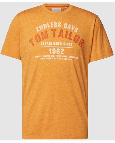 Tom Tailor T-shirt Met Labelprint - Oranje