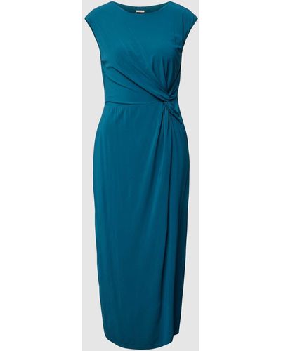 S.oliver Midi-jurk Van Een Mix Van Viscose En Elastaan Met Knoopdetail - Blauw