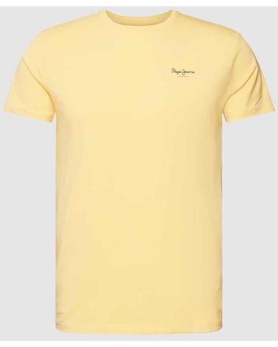 Pepe Jeans T-Shirt mit Label-Print Modell 'JACK' - Gelb