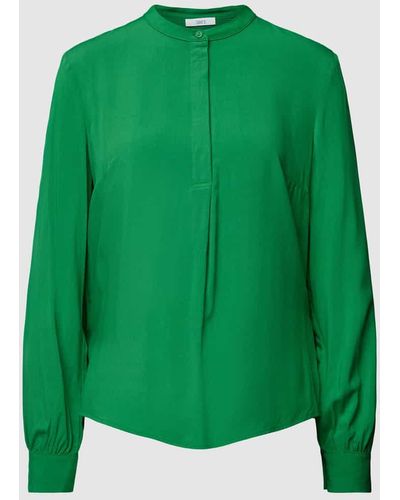 Jake*s Bluse aus Viskose mit Maokragen - Grün