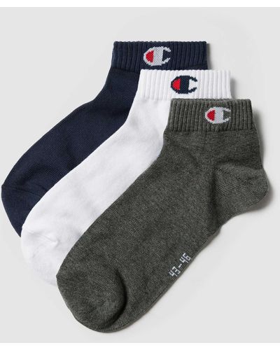 Champion Socken mit Label-Detail im 3er-Pack Modell 'Quarter Sock' - Blau