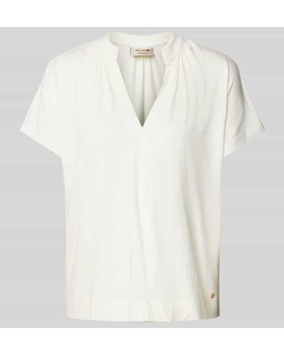 Mos Mosh T-Shirt mit V-Ausschnitt Modell 'Shira' - Weiß