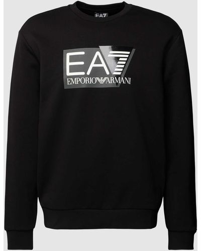 EA7 Sweatshirt Met Labelprint - Zwart