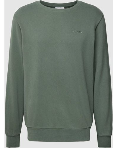 Mazine Sweatshirt Met Labelstitching - Groen