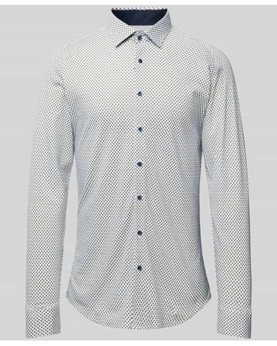 DESOTO Slim Fit Business-Hemd mit Allover-Muster - Grau