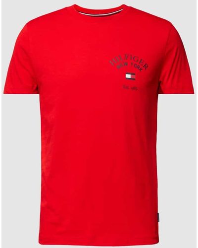 Tommy Hilfiger T-Shirt mit Label-Print - Rot
