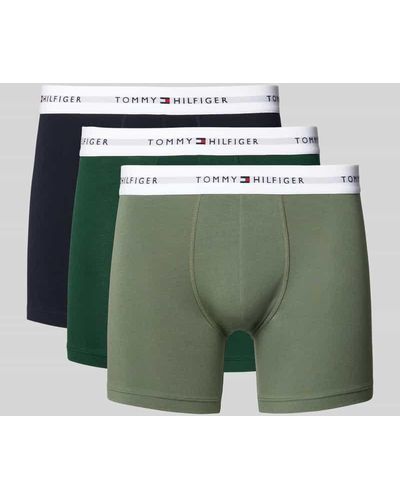 Tommy Hilfiger Boxershorts mit elastischem Label-Bund im 3er-Pack - Grün