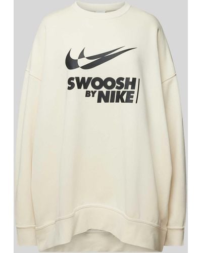 Nike Oversized Sweatshirt Met Labelprint - Naturel