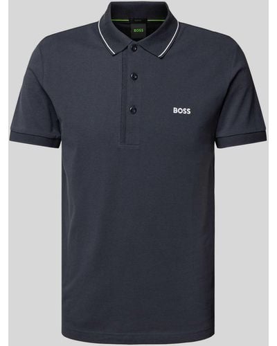 BOSS Regular Fit Poloshirt mit Label-Stitching Modell 'Paule' - Blau