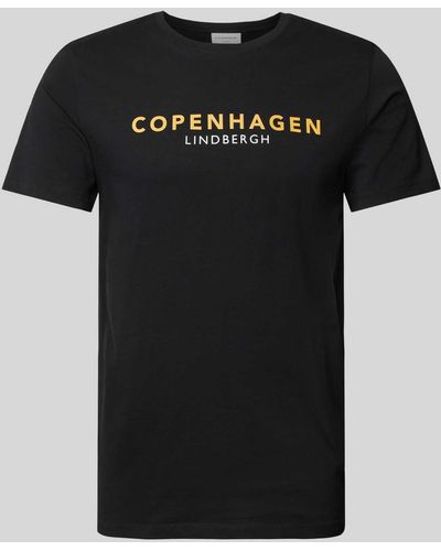 Lindbergh T-shirt Met Labelprint - Zwart