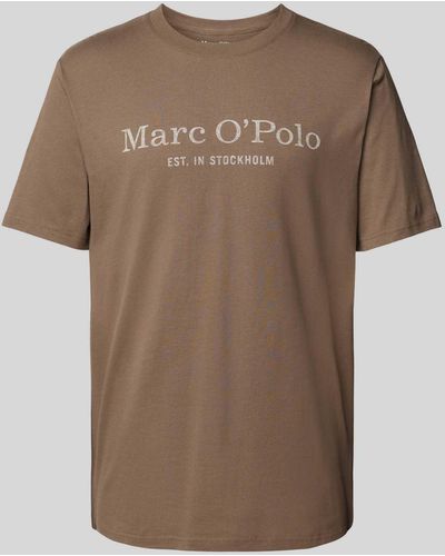 Marc O' Polo T-shirt Met Labelprint - Bruin