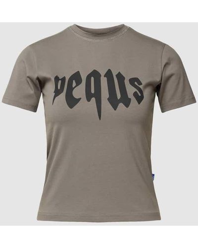 Pequs T-Shirt mit Label-Print - Grau