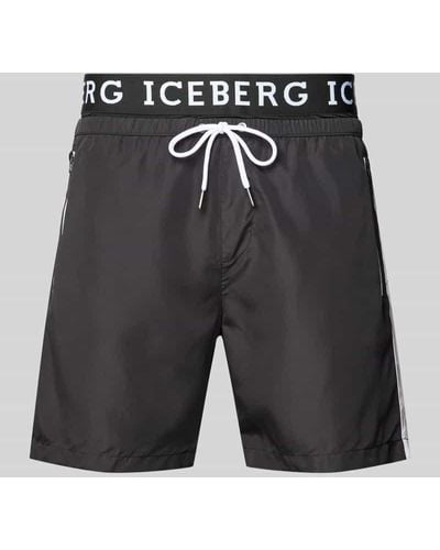 Iceberg Badehose mit seitlichen Reißverschlusstaschen - Schwarz