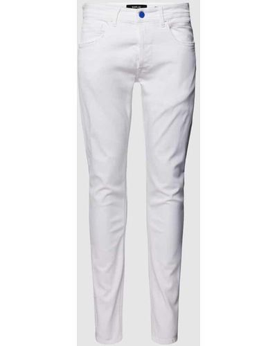 Replay Slim Fit Jeans mit Knopfverschluss Modell 'WILLBI' - Weiß