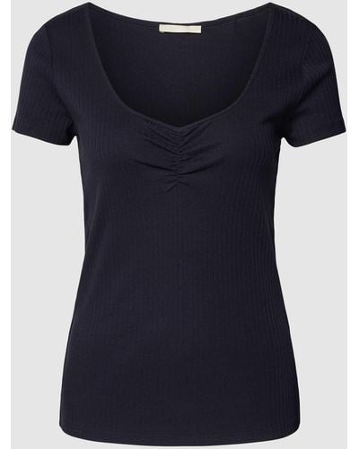 Edc By Esprit T-Shirt aus Baumwolle in Ripp-Optik - Blau