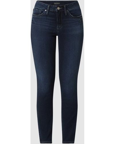 Silver Jeans Co. Curvy Fit Mid Rise Jeans Met Stretch - Blauw