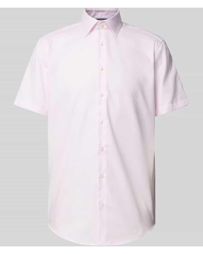 Christian Berg Men Regular Fit Business-Hemd mit fein strukturiertem Muster - Pink